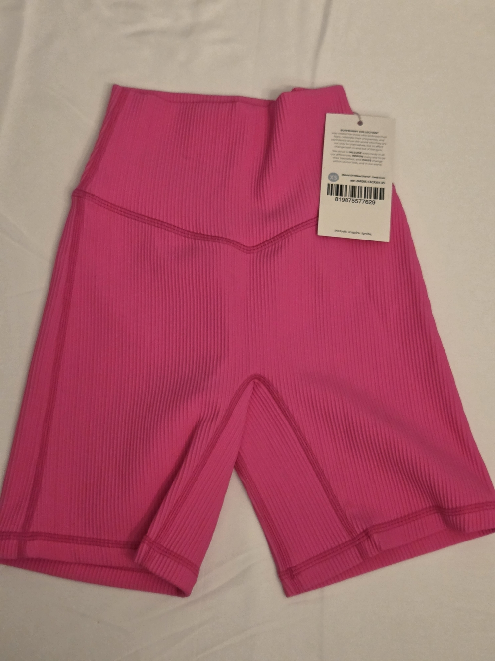 BuffBunny Ribbed High-Waist Bike Shorts - Hot Pink